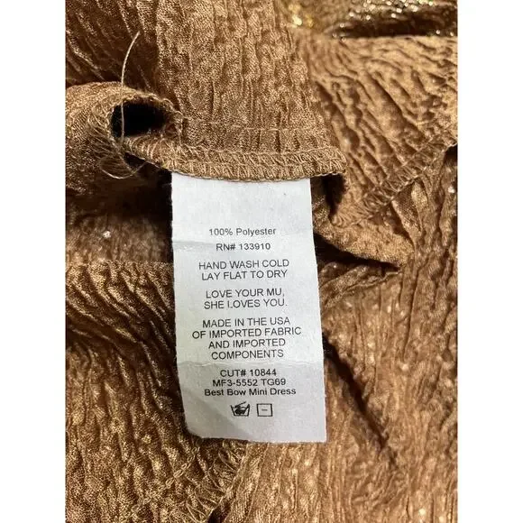 Show Me Your Mumu Best Bow Tan Polyester Mini Dress Size L - NWT - Picture 5 of 5